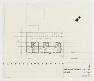 Wohnhäuser Gardeschützenweg 108-110, Berlin-Lichterfelde: Grundriss Kellergeschoss 1:200
