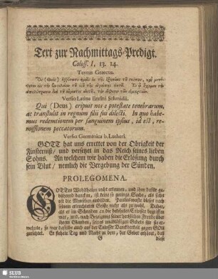 Text zur Nachmittags-Predigt