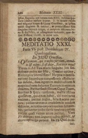 Meditatio XXXI. Feria VI. post Dominicam IV. Quadragesimæ. - Meditatio XXXII. Sabbato post Dominicam IV. Quadragesimæ.