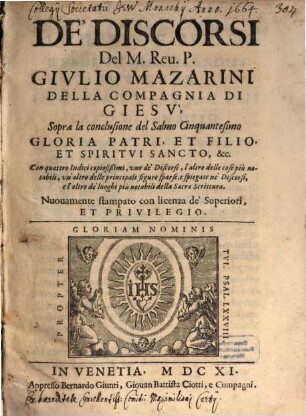 Discorsi sopra la conclusione del Salmo 50