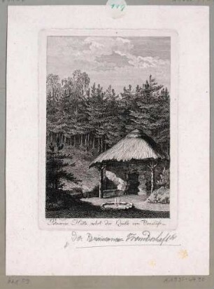 Partie im Landschaftspark Seifersdorfer Tal nördlich von Radeberg: "Petrarcas Hütte und die Quelle von Vaucluse"
