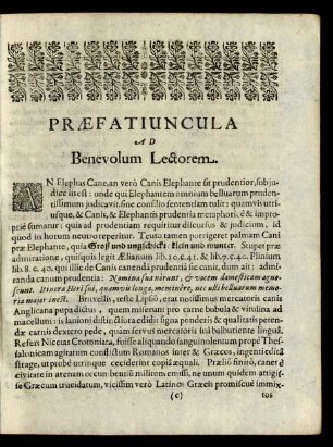 Praefatiuncula Ad Benevolum Lectorem.