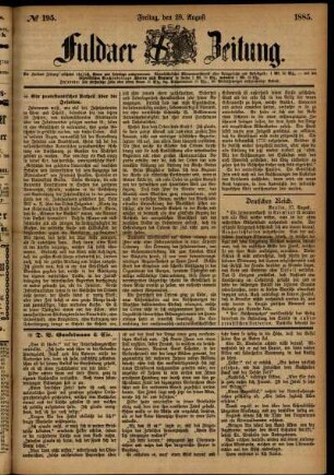 Ausgabe vom Freitag, den 28. August 1885.