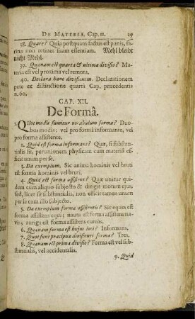Cap. XII. De Formâ. - Cap. XXV. Partis specialis Tractatus posterior: De Substantiâ & Accidente.