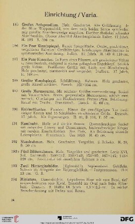 Einrichtung/Varia (Nr. 185-197)