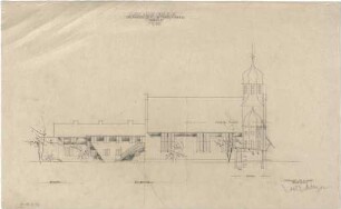 Gsaenger, Gustav; Oberstdorf / Allgäu (Bayern); Ev. Kirche - Kirchenerweiterung u. Pfarramtsneubau, Ostseite (Ansicht)