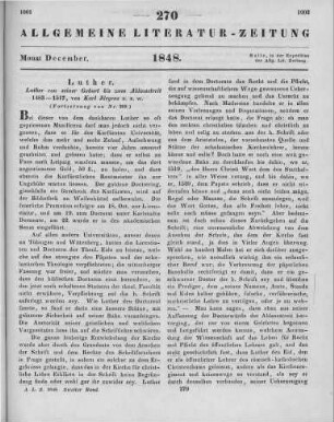 Jürgens, K. H.: Luther von seiner Geburt bis zum Ablaßstreite 1483-1517. Bd. 2-3. Leipzig: Brockhaus 1846 (Fortsetzung von Nr. 269)