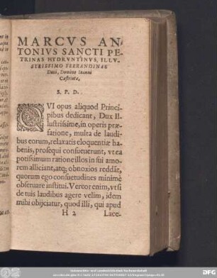 Marcus Antonius Sancti Petrinas Hydruntinus, Illustrissimo Ferrandinae Duci, Domino Ioanni Castriotae.