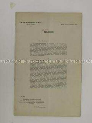Vertrauliche Abhandlung des Admiralstabes der Marine über den U-Boot-Krieg mit einem Anschreiben an Generalfeldmarschall von Hindenburg