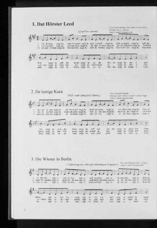 Lied. 1. Dat Hörster Leed, 2. De lustige Kock, 3. Die Wiener in Berlin