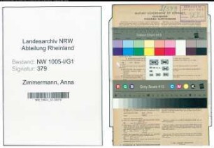 Entnazifizierung Anna Zimmermann , geb. 25.06.1898 (Sekretaerin)