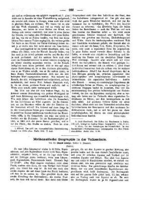 Mathematische Geographie in der Volksschule : (Schluß)