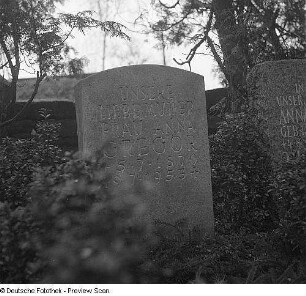 Grabstein für Anna Gregor : Dresden. Friedhof (vielleicht auf dem Weißen Hirsch). Grabstein für Anna Gregor (wohl 1953)
