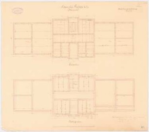 Provinzial-Irrenanstalt, Conradstein Haus für Ruhige III. Klasse - Männerseite: Grundriss Keller, Erdgeschoss 1:100