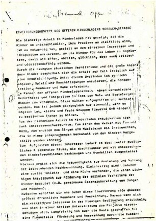 Dokumentation: Entstehungsgeschichte Kinderladen Sorauer Straße 5, 1979 bis 1984