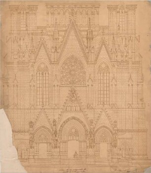 Schmidt, Heinrich von; Brüssel - Laeken (Belgien); Eglise Notre Dame, Portal und Turm - Teilansicht