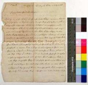 Brief Johann David Enke an seine Verlobte Charlotte Emilie Kattner aus dem Marschquartier Schönberg bei Lauban in Schlesien über die Marschroute und private Angelegenheiten