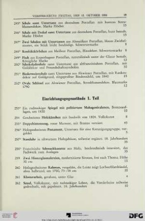 Einrichtungsgegenstände 1. Teil (Nr. 253-288)