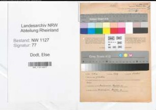 Entnazifizierung Else Dodt , geb. 24.09.1898 (Lehrerin)