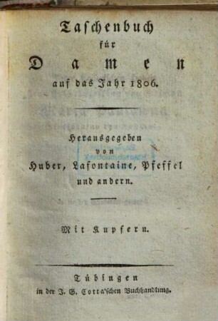 Taschenbuch für Damen : auf das Jahr .., 1806
