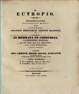 De ectropio : diss. inaug. med. ; cum tabula lapidi incisa