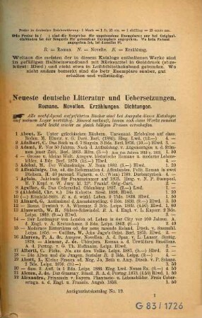 Antiquariats-Katalog ... : Adolf Weigel, Buchhandlung und Antiquariat, Leipzig. 19