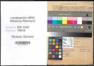 Entnazifizierung Gerhard Rinkens , geb. (Provinzialoberverwaltungsrat)