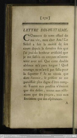 Lettre Dix-Huitiéme