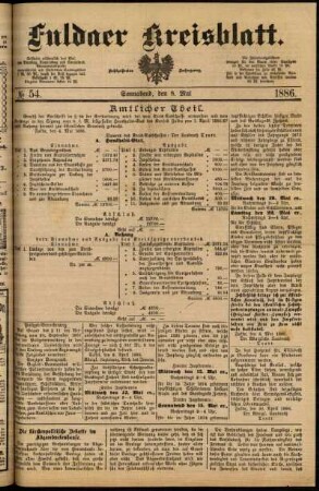Ausgabe vom Samstag, den 08. Mai 1886.