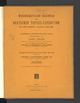 Wissenschaftliche Ergebnisse der Deutschen Tiefsee-Expedition.