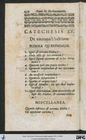 Catechesis XV. De extrema Unctione.