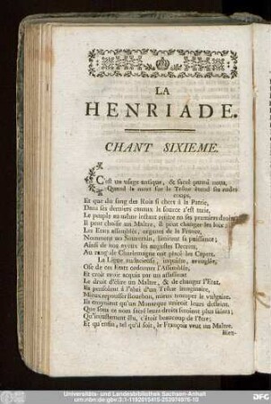 La Henriade. Chant Sixieme.