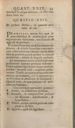 Quaestio XXIX. De personis divinis, in quatuor articulos divisa.