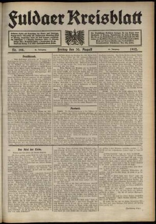 Ausgabe vom Freitag, den 30. August 1912.
