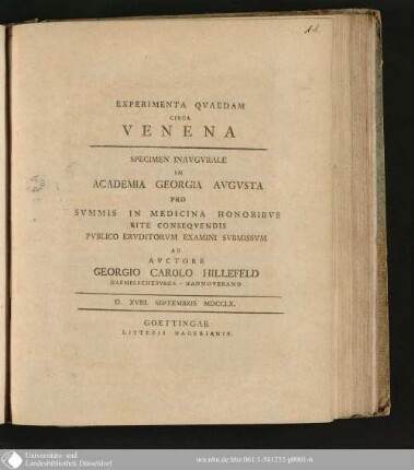 Experimenta quaedam circa venena