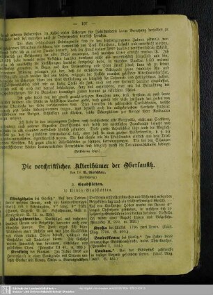 Die vorchristlichen Alterthümer der Oberlausitz