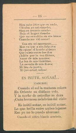 Es inútil soñar!.. : (Canción)