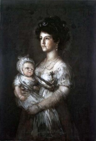 Die Infantin Maria Luisa, Gemahlin des Prinzen Louis von Parma mit Kind