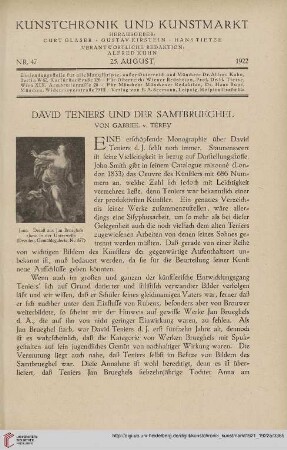 Neue Folge 33 = Jahrgang 57: David Teniers und der Samtbrueghel