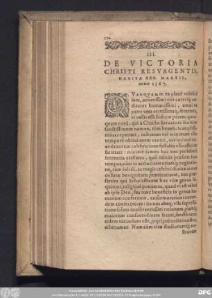III. De Victoria Christi Resurgentis, Habita XXX. Martii, anno 1567.