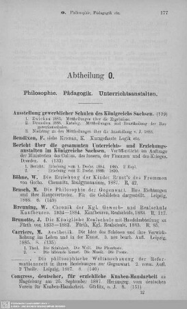 Abt. O. Philosophie. Pädagogik. Unterrichtsanstalten