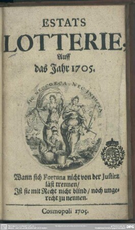 Estats Lotterie, Auff das Jahr 1705.