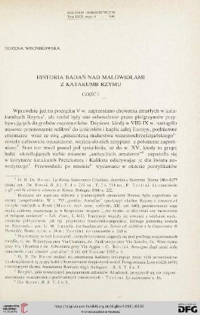 Tom 29: Historia badań nad malowidłami z katakumb Rzymu : część 1