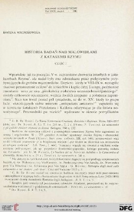 Tom 29: Historia badań nad malowidłami z katakumb Rzymu : część 1