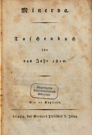 Minerva : Taschenbuch, 1810 = [Jg. 2]