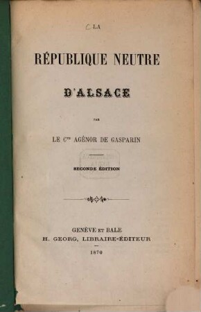 La république neutre d'Alsace