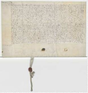 Eheberedung des Jeronimus Doring und Anne Dithmers, besiegelt durch die Ratsmannen Lenhart Elver und Luetke van Dassell.