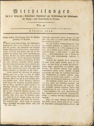 Mittheilungen. Nro. 42. Oktober 1823.