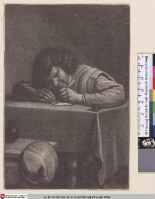 [Schreibender Mann an einem Tisch; Man at a Table Writing]