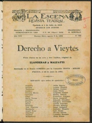 Derecho a Vieytes : pieza cómica en un acto y tres cuadros